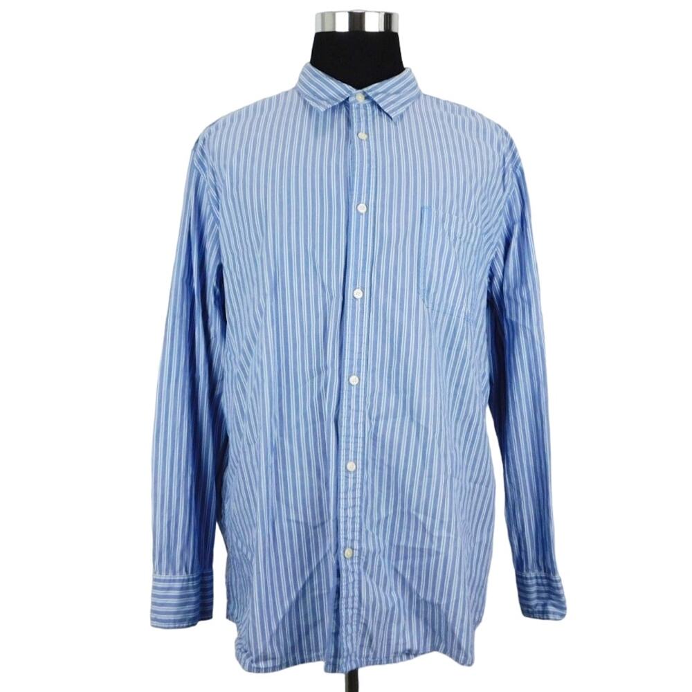 Sonoma Cotton Blue Stripe Long Sleeve Button Mens XXL Shirt